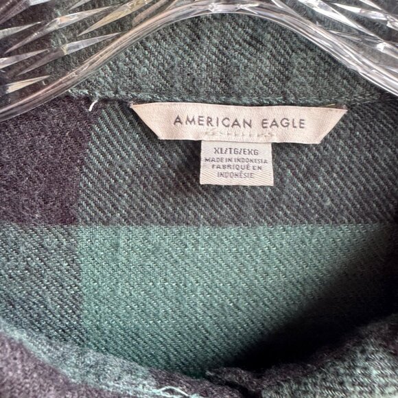 American Eagle Long Sleeve Plaid Peplum Flannel Button Down Shirt Womens Size XL - Picture 3 of 7